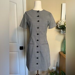 The A&F Mara Short-Sleeve Vest Mini Dress Gray Plaid size XS